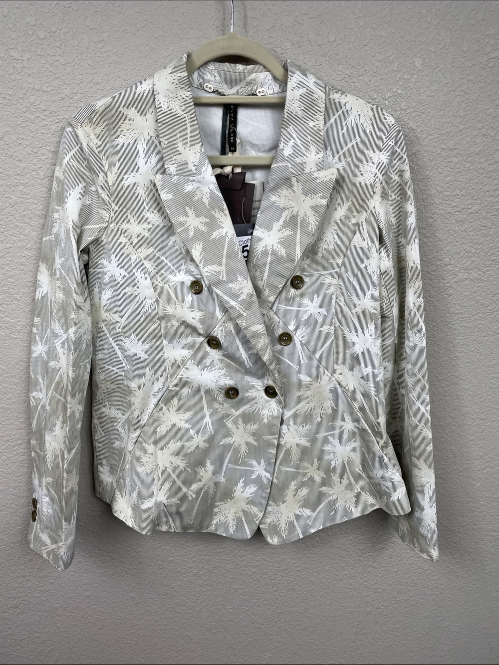 Manila Grace Double Breasted Palm Print Blazer Jacket Tropical Sz 44 - Picture 2 of 14